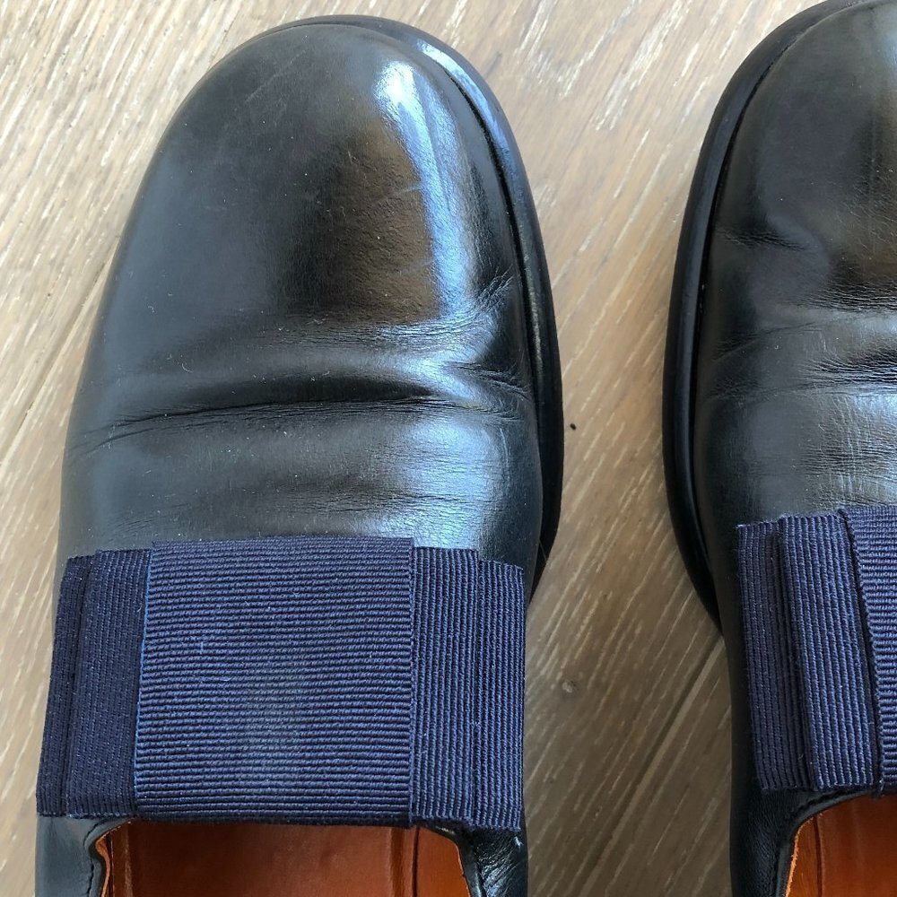 Arnold Churgin Almond Toe Leather Loafers with Toe Embellishment Navy Size 9.5 - Picture 8 of 9